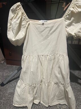 HYFVE Cream Puff-Sleeve Tiered Mini Dress